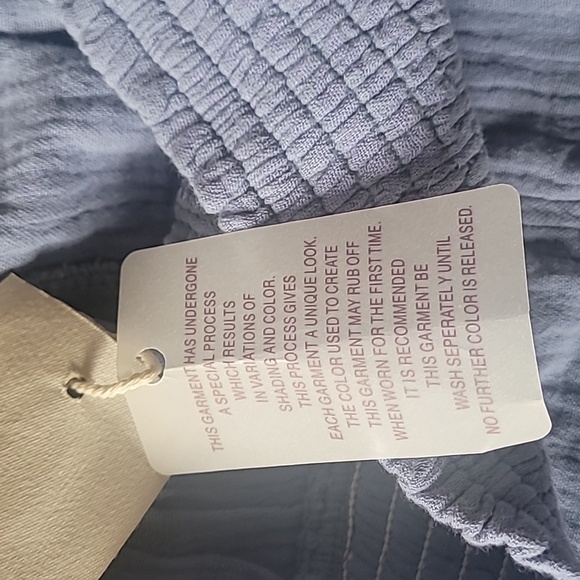 Hem & Thread Gauze Wide-Leg Pants, Size L, Light Blue, Soft, 100% Cotton - Picture 5 of 8